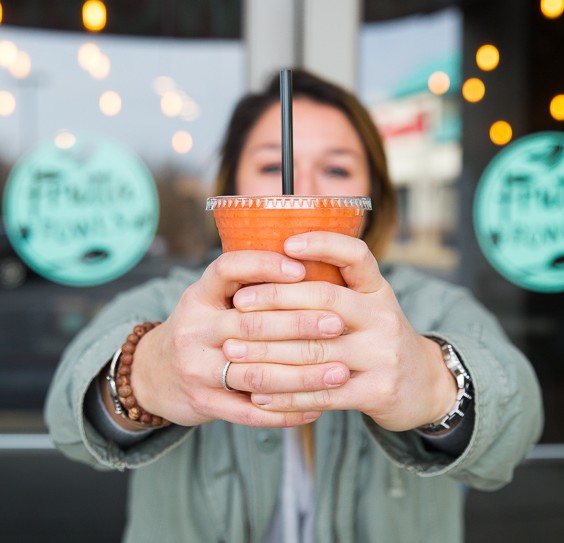 Showing Off a Mango Strawberry Frutta Bowl Smoothie