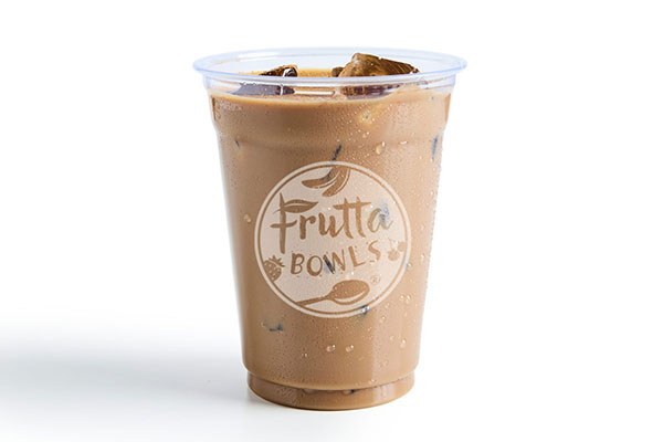 Cold brew coffee with oat milk and pumpkin spice